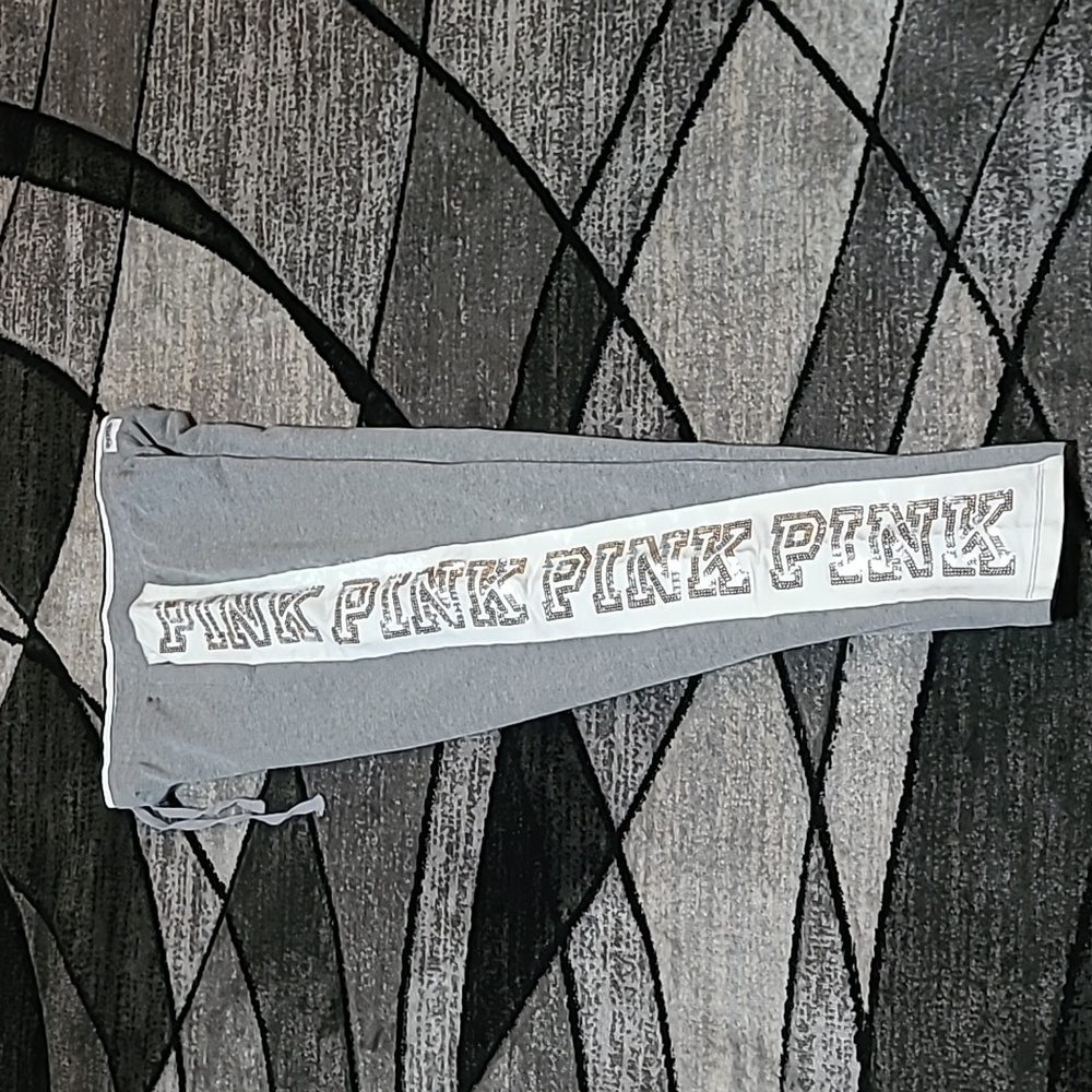VS PINK 2016 SILVER SEQUINS LOUNGE STRAIGHT-LEG PANT